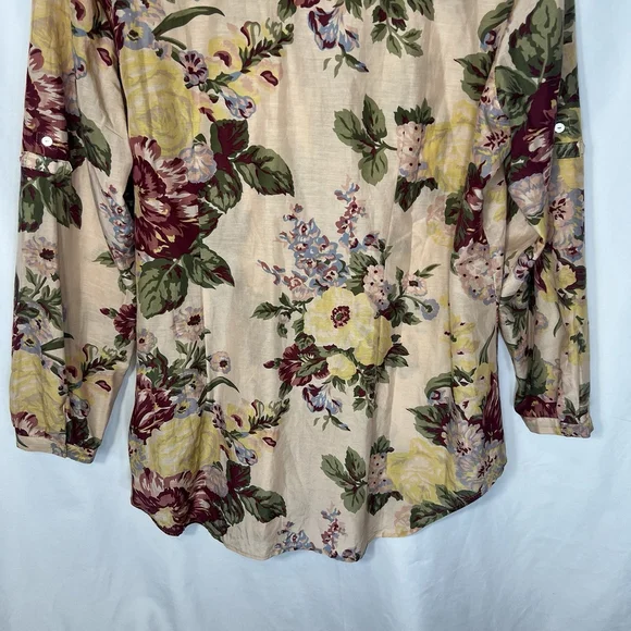 Soft Surroundings Women’s XLP Silk Artsy Blouse Breezy Boho Button Up Tunic Top - Picture 6 of 10